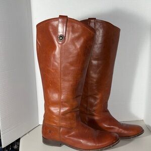 Frye Melissa Button Brown Riding Leather Boots